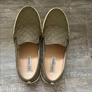 Steve Madden Olive Quilted Slip-Ons